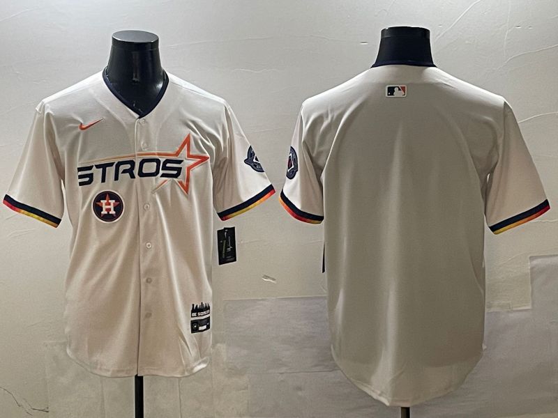 Men Houston Astros Blank Cream Three generations Joint Name 2025 Nike MLB Jersey style 4->houston astros->MLB Jersey